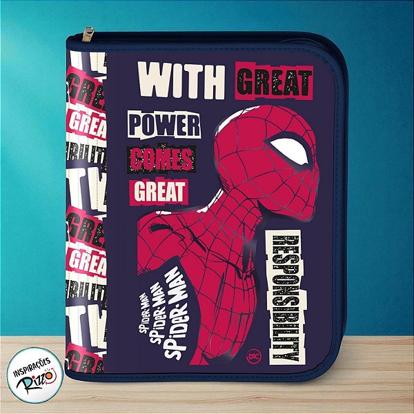 Fichário Universitário com Ziper - Homem Aranha - 267x328mm - 1 unidade - Disney Original - Rizzo