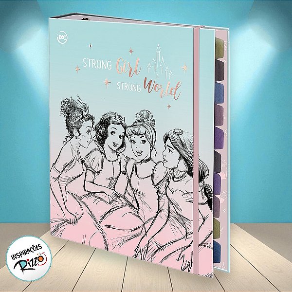 Fichário Universitário - Princesas - 245x300mm - 1 unidade - Disney Original - Rizzo