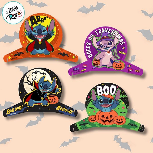 Decoração de Mesa - Stitch Halloween - 4 unidades - Disney Original - Piffer