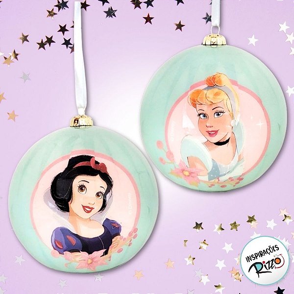 Bola de Natal - Princesas - Verde - 12cm - 2 unidades - Disney Original - Cromus
