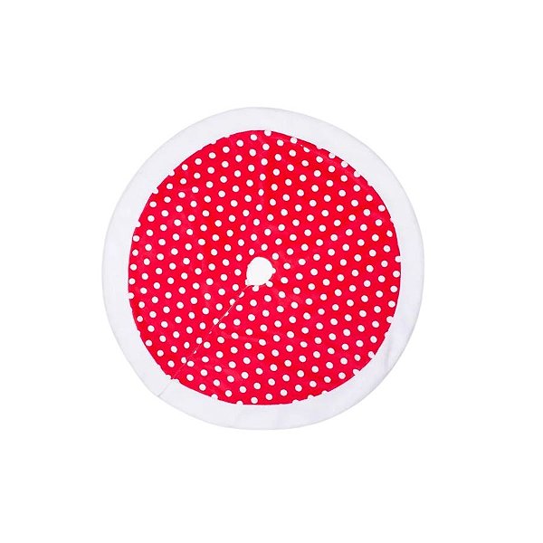Saia Para Árvore De Natal - Com Póa - Vermelho e Branco - 100cm - 1 unidade - Cromus - Rizzo