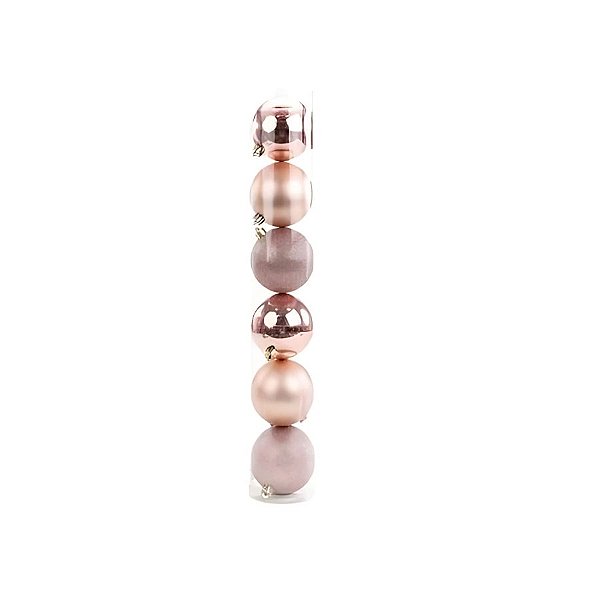 Bola De Natal em Tubo - Rosa Gold - 7cm - 6 unidades - Cromus - Rizzo