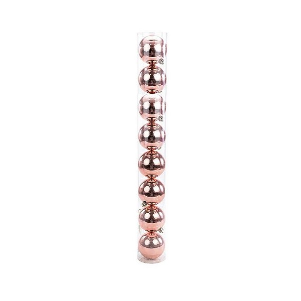 Bola De Natal Em Tubo - Rose Gold - 10cm - 8 unidades - Cromus - Rizzo