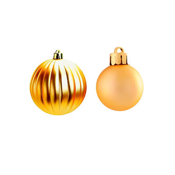 Bola de Natal Lisa - Ouro - Gomo e Fosca - 10cm - 2 unidades - Cromus - Rizzo