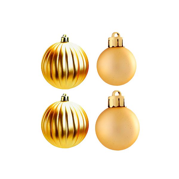 Bola de Natal - Ouro - Matte e Gomo - 7cm - 4 unidades - Cromus - Rizzo