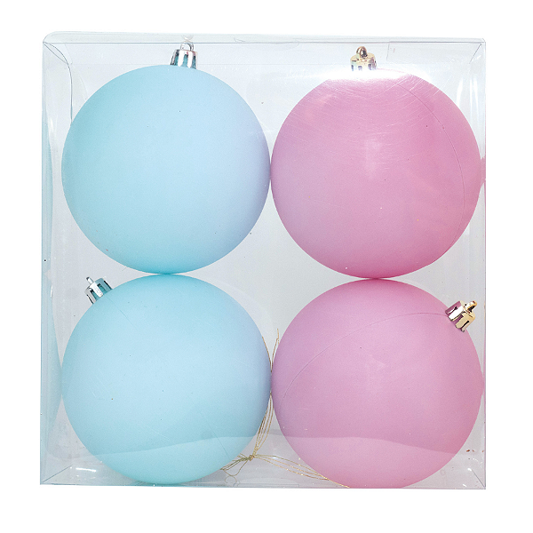 Kit Bola Lisa - Trend Rainbow - Candy- Rosa/Azul- 10cm - 4 unidades - Cromus Natal - Rizzo