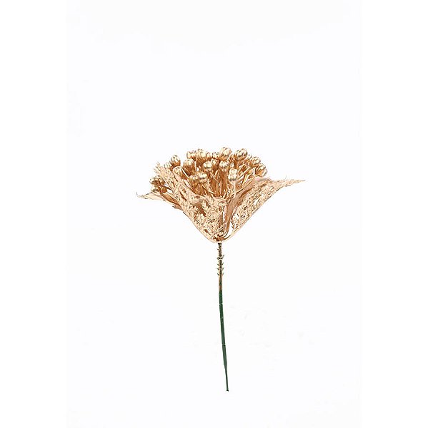 Pick Decorativo - Folhas e Frutinhas Douradas - 18cm - 1 unidade - Cromus - Rizzo