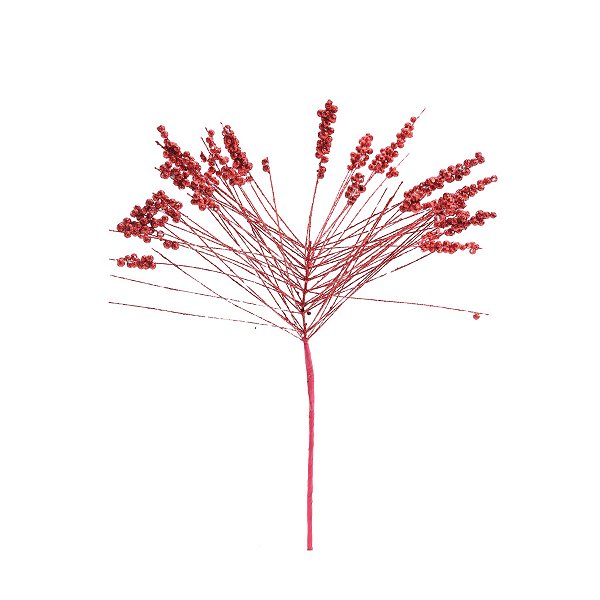 Galho Frutas Glitter - Vermelho - 54cm  - 1 unidade - Cromus - Rizzo