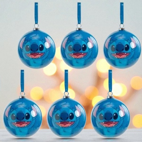 Bola de Natal Decorada - Stitch - 6cm - 6 unidades - Disney Original - Cromus