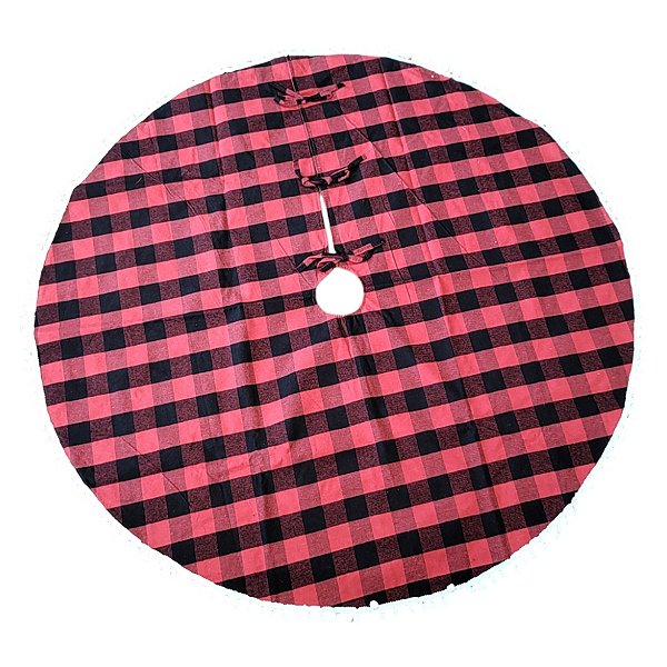 Saia para Árvore de Natal - Xadrez com Barrado Pompom- 120cm - 1 unidade - Rizzo