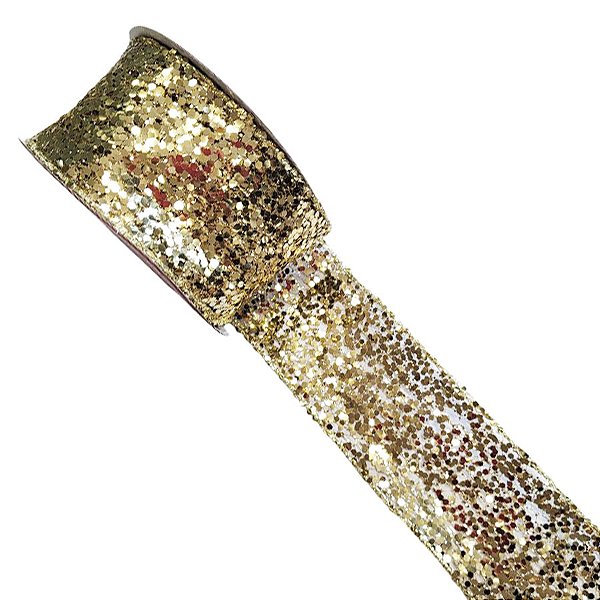 Fita Decorativa Aramada - Teia com Lantejoulas Dourada - 6,3x914cm - 1 unidade - Rizzo