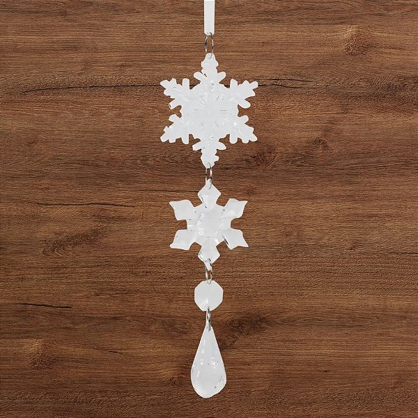 Enfeite para Pendurar de Natal - Floco De Neve Incolor - 5,5x5x1,5cm - 1 unidade - Cromus - Rizzo