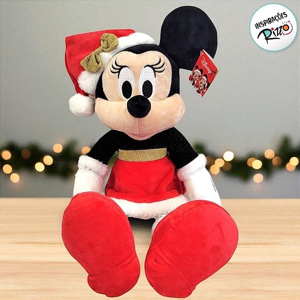 Pelúcia Minnie Mouse Dourado de Natal - 45cm - 1 unidade - Disney Original - Cromus