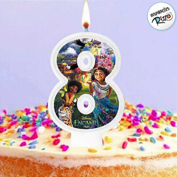 Vela - Encanto N°8 - 8cm - 1 unidade - Disney Original - Rizzo