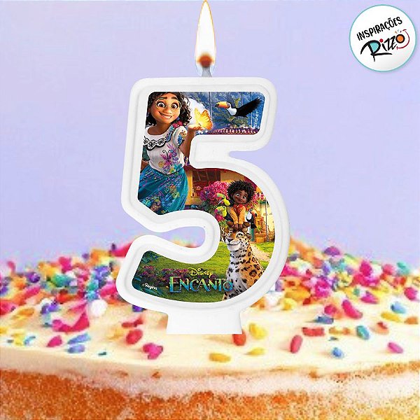 Vela - Encanto N°5 - 8cm - 1 unidade - Disney Original - Rizzo