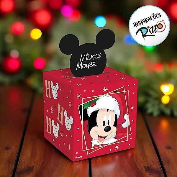 Caixa Pop Up - Natal Mágico Mickey - P 7x7x7cm - 1 unidade - Disney Original - Cromus