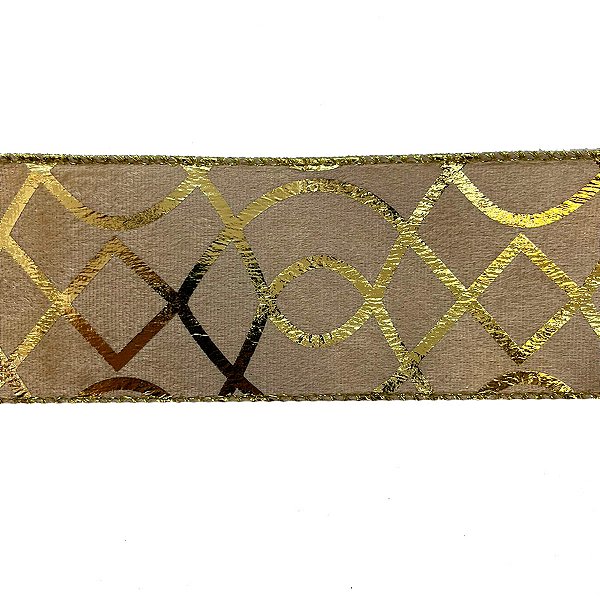 Fita Decorativa Aramada - Losango Ouro - 6,3x914cm   - 1 unidade - Cromus - Rizzo