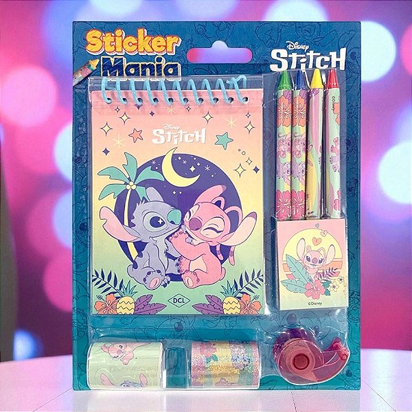 Kit Para Colorir Com Adesivos - Stitch - 8 Itens - 1 unidade - Disney Original - Editora DCL