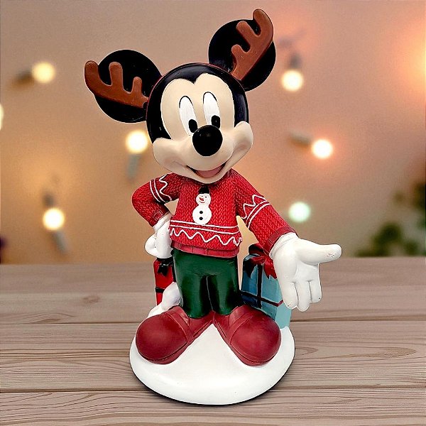 Enfeite de Natal - Mickey Mouse com Presentes - 34x19cm - 1 unidade - Disney Original - Cromus