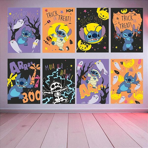 Quadro Decorativo - Stitch Halloween - 25x35cm - 8 unidades - Disney Original - Cromus