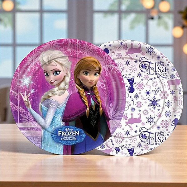 Prato de Papel Redondo - Frozen - 8 unidades - Disney Original - Regina