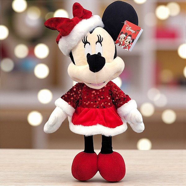 Pelúcia Decorativa de Natal - Minnie em Pé - Lanteloujas - 78cm - 1 unidade - Disney Original - Cromus