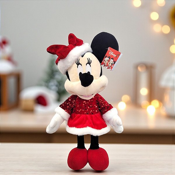 Pelúcia Decorativa de Natal - Minnie em Pé - Lanteloujas - 36cm - 1 unidade - Disney Original - Cromus