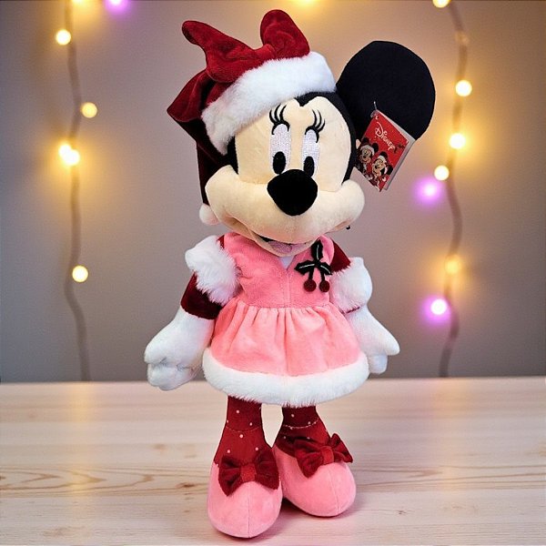 Pelúcia Decorativa de Natal - Minnie em Pé - Rosa e Vermelho - 77cm - 1 unidade - Disney Original - Cromus