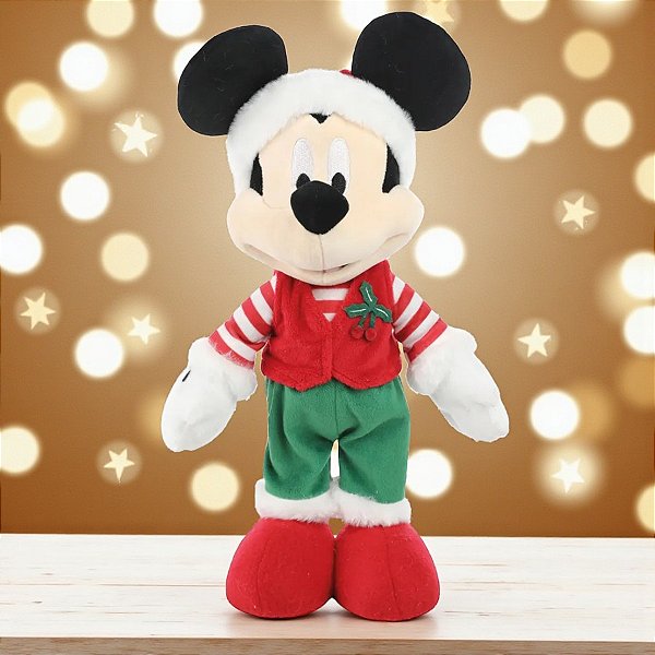 Pelúcia Decorativa de Natal - Mickey em Pé - Verde e Vermelho - 77cm - 1 unidade - Disney Original - Cromus