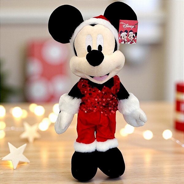 Pelúcia Decorativa de Natal - Mickey em Pé - Lanteloujas - 78cm - 1 unidade - Disney Original - Cromus