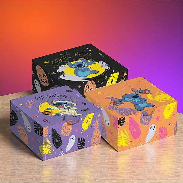 Caixa para Lembrancinhas - Stitch Halloween - 8,5x3,5cm - 10 unidades - Disney Original - Cromus
