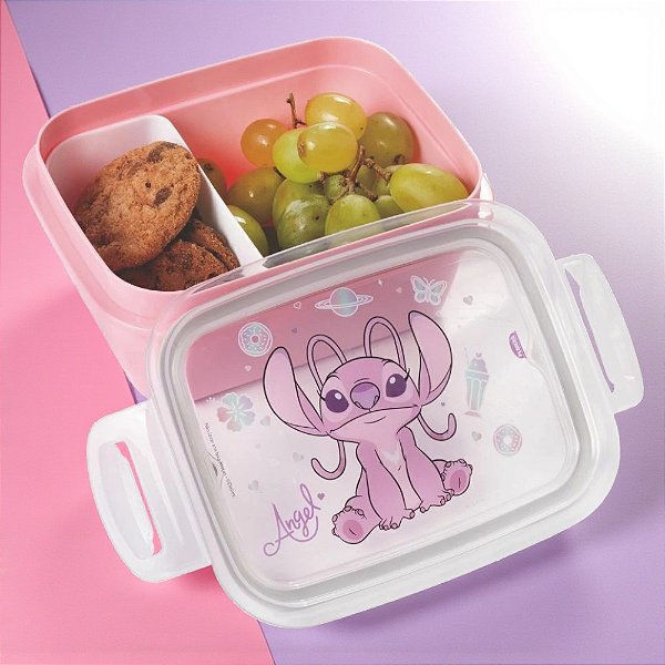 Marmita Hermética com Divisória - Angel - 630ml - 1 unidade - Disney Original - Plasútil