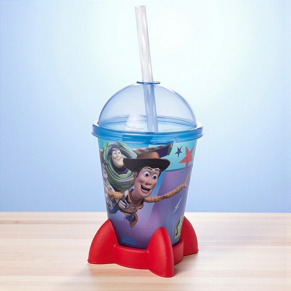 Copo Foguete com Tampa e Canudo - Toy Story - 280ml - 1 unidade - Disney Original - Plasútil