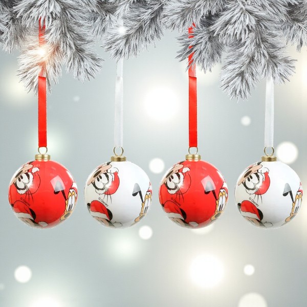 Bola de Natal Disney Original - Mickey, Pluto e Pateta - 8cm - 4 unidades - Disney Original - Cromus