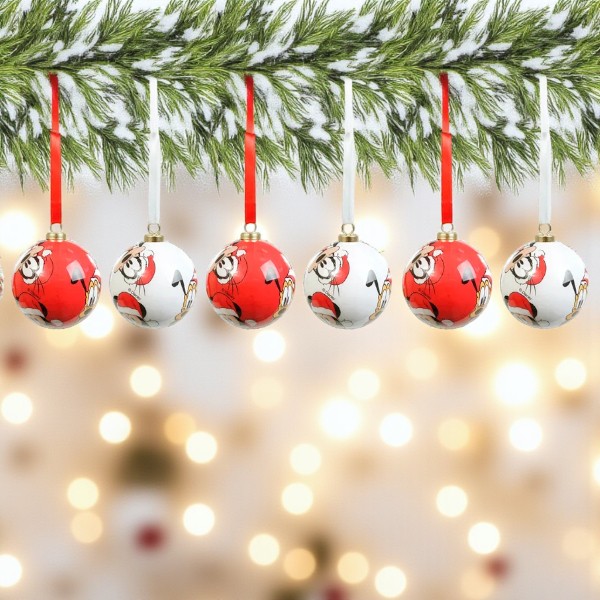Bola de Natal Disney Original - Mickey, Pluto e Pateta - 6cm - 6 unidades - Disney Original - Cromus