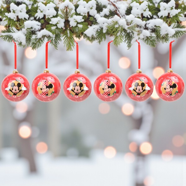 Bola de Natal Disney Original - Mickey e Minnie - 6cm - 6 unidades - Disney Original - Cromus