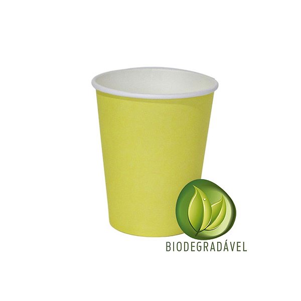 Copo Papel Biodegradável Amarelo 270ml - 10 unidades - Silverplastic - Rizzo Festas