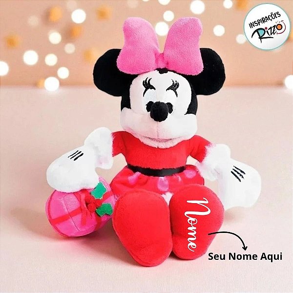 Pelúcia Minnie com Caixa de Presente Personalizado - 50cm - 1 unidade - Disney Original - Cromus