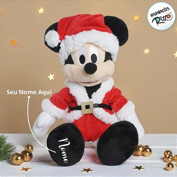 Pelúcia Mickey Mouse de Natal Personalizado - 45cm - 1 unidade - Disney Original - Cromus