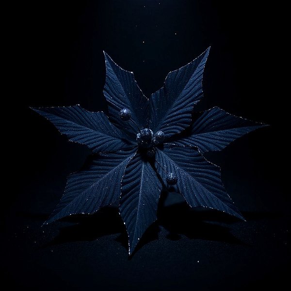 Poinsétia Decorativa - Azul Escuro e Glitter - 31cm - 1 unidade - Cromus - Rizzo