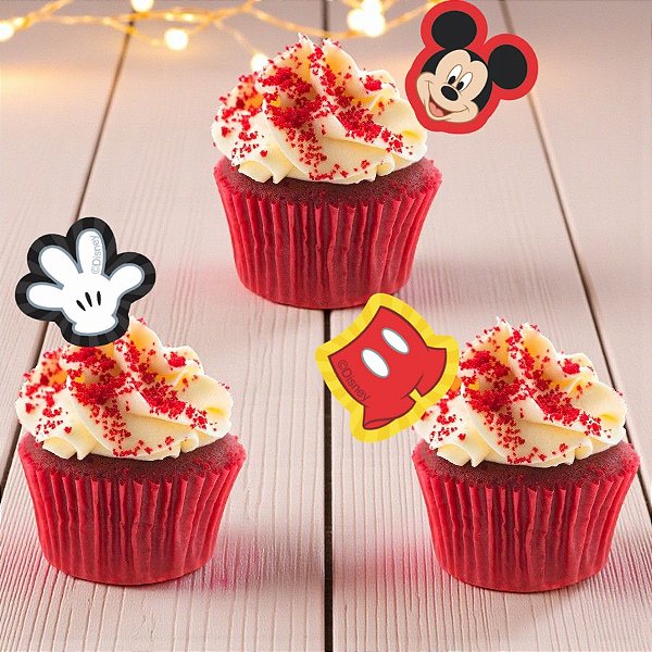 Pick Decorativo para Doces - Mickey Mouse - 12 unidades - Disney Original - Piffer