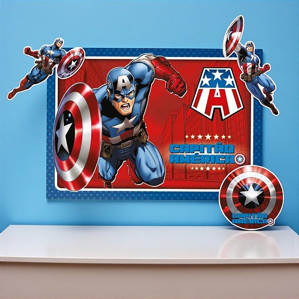 Kit Decorativo - Capitão América - 6 Peças - 1 unidade - Disney Original - Regina