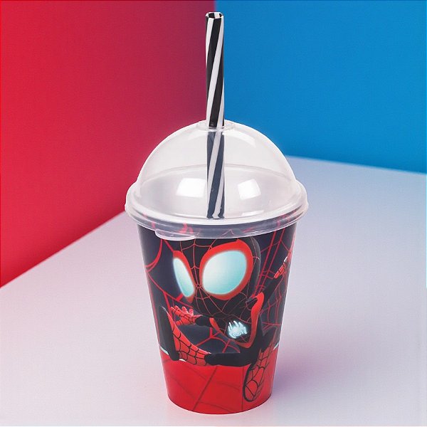 Copo Shake Miles Morales - Spidey e Seus Amigos - 280ml - 1 unidade - Disney Original - Plasútil