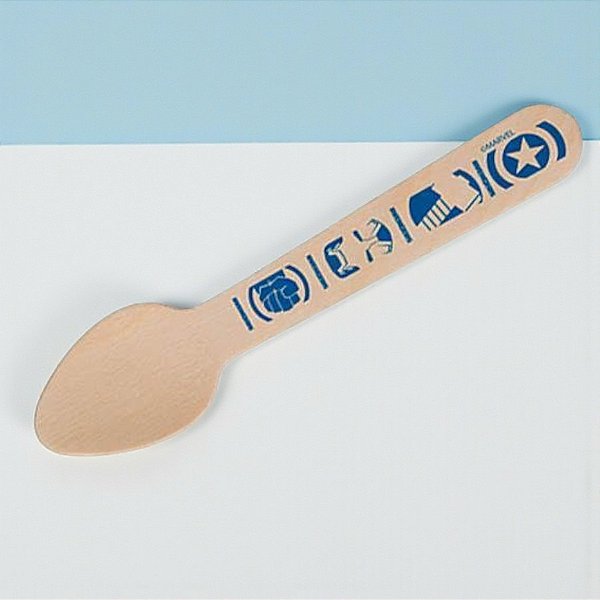 Colher de Madeira Vingadores - 9cm - 8 unidades - Disney Original - Regina
