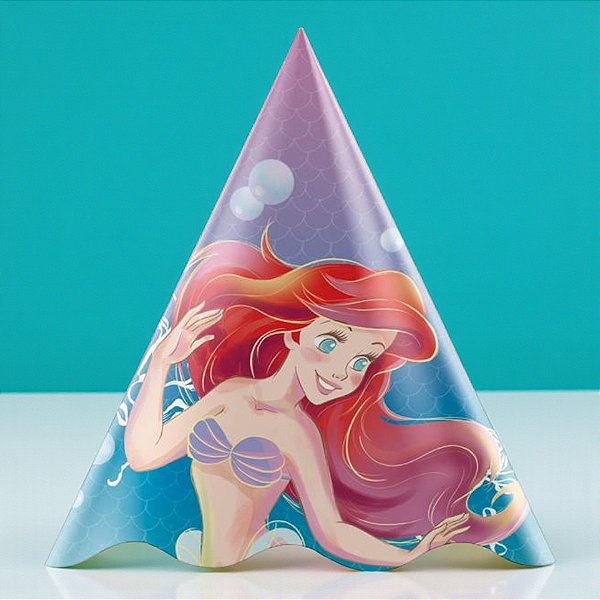 Chapéu de Aniversário - Ariel - 8 unidades - Disney Original - Regina