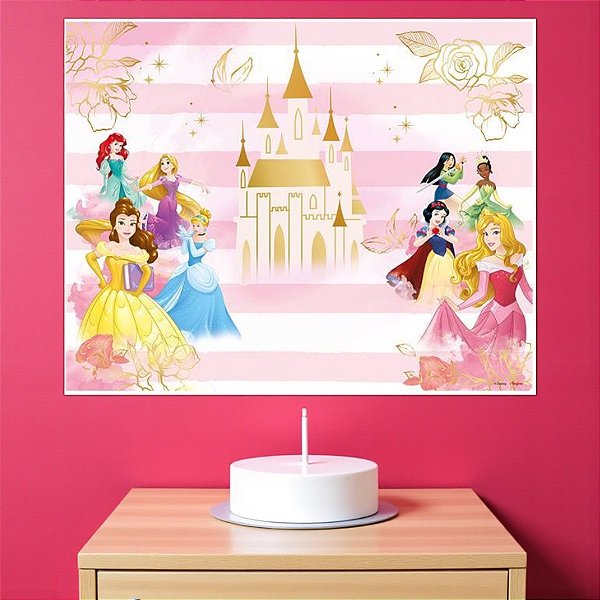 Painel Plástico Decorativo - Festa Princesas - 1 unidade - Disney Original - Regina
