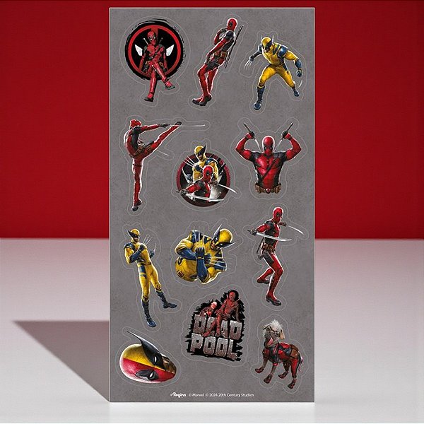Adesivo Decorativo - Deadpool e Wolverine - 12 unidades - Disney Original - Regina