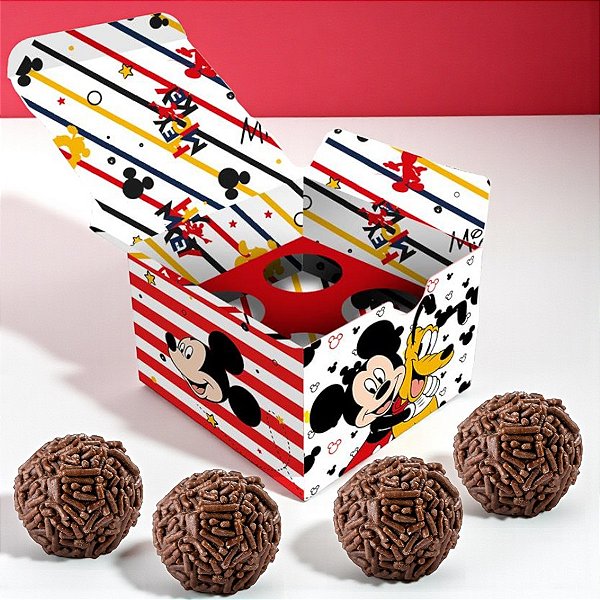 Caixa 4 Doces Quadrada - Mickey Mouse - 6x7,5x7,5cm - 10 unidades - Disney Original - Regina