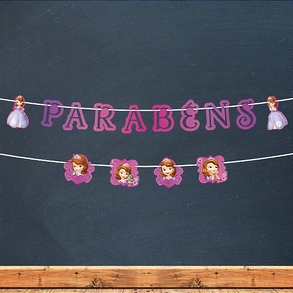 Faixa Decorativa Temática "Parabéns" - Sofia The First - 115x13cm - 1 unidade - Regina - Disney Original