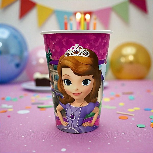 Copo de Papel - Sofia The First - 180ml - 8 unidades - Regina - Disney Original